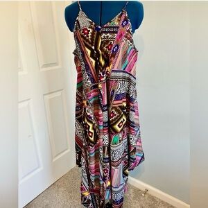 Pink Cattlelac Colorful Geometric Midi Dress